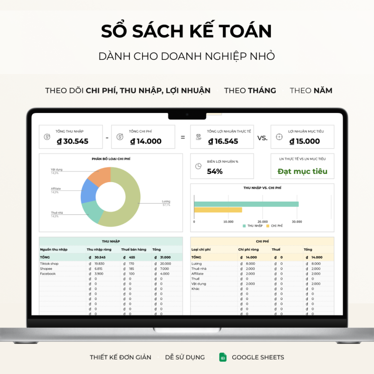 Sổ sách kế toán dành cho doanh nghiệp nhỏ - Spreadsheet Template
