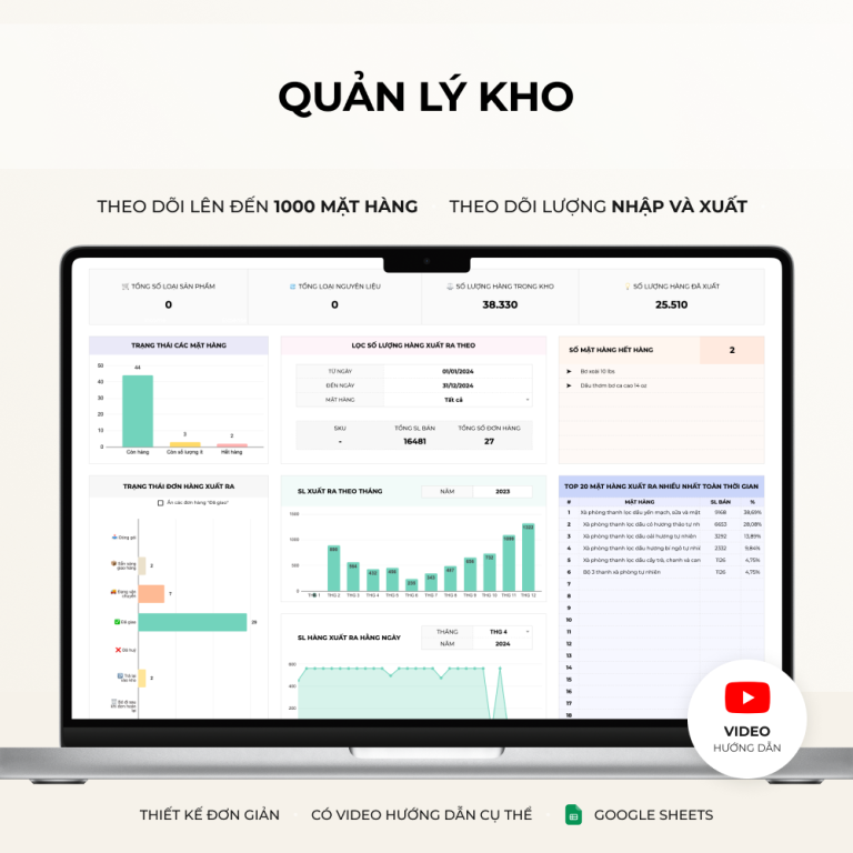 Theo dõi & Quản lý kho - Google sheet template