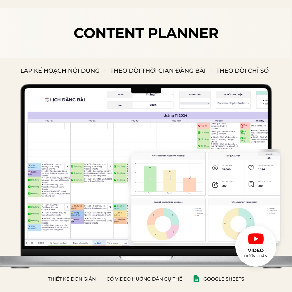 Content Planner - Lập kế hoạch bài đăng - Google Sheets Template