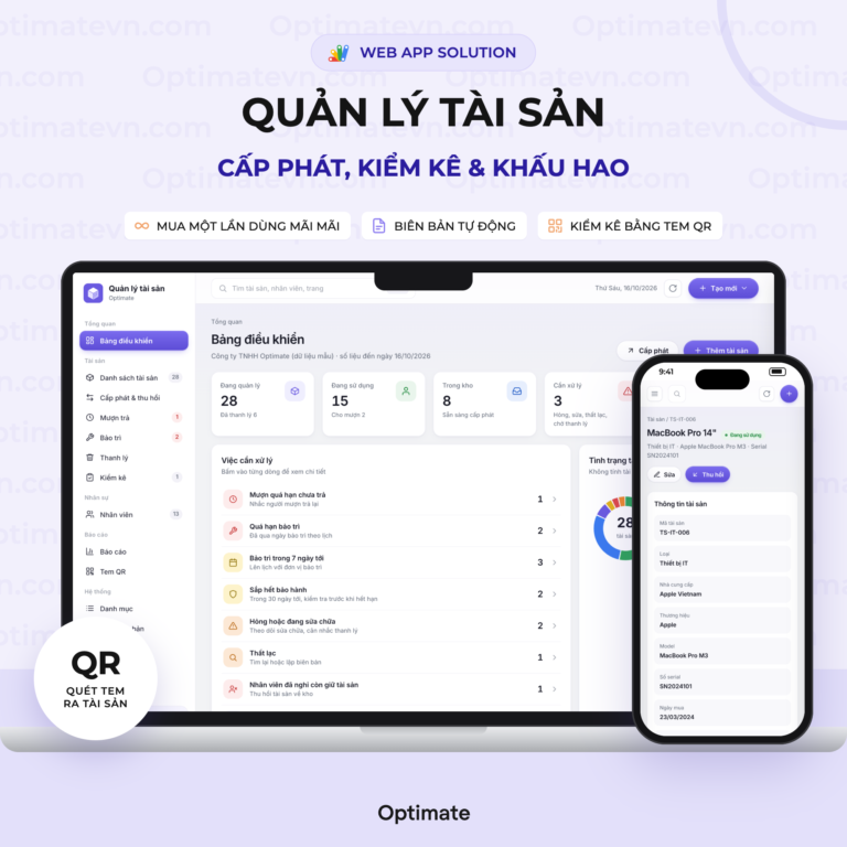 Quản lý tài sản, cấp phát, kiểm kê & khấu hao - Web App